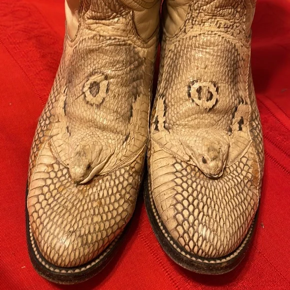 Vintage cobra skin men’s boots & belt with cobra head & leather upper (Mlb) - Picture 3 of 16